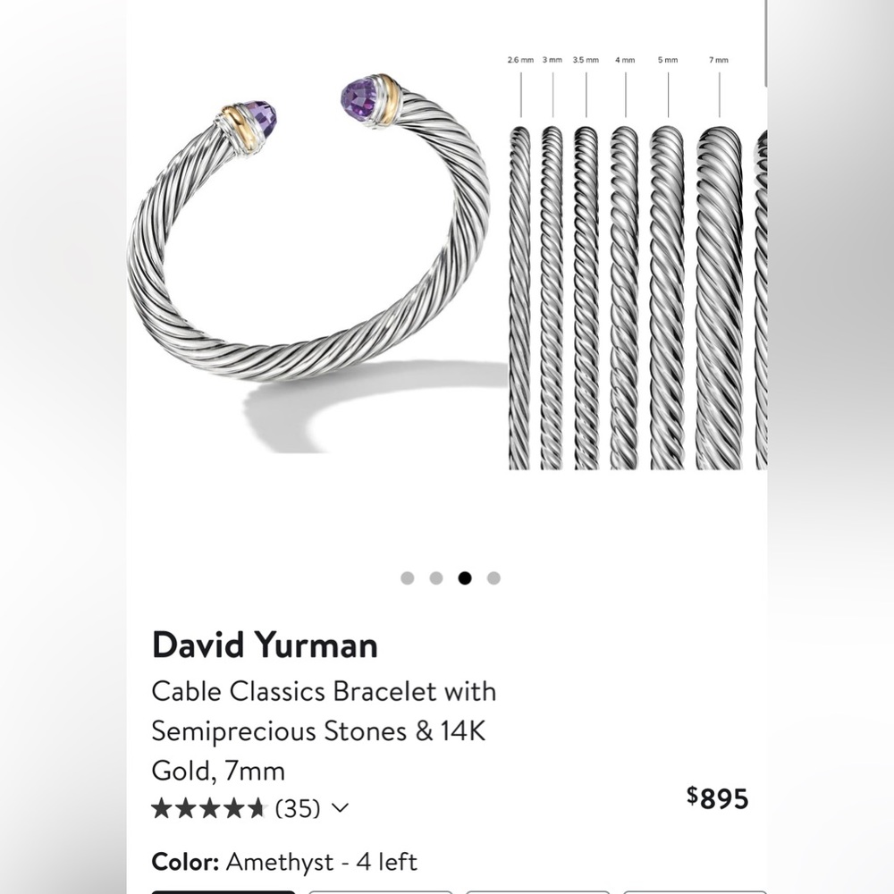 David Yurman Cable Bracelet - Amethyst